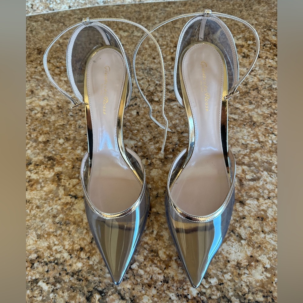 Gianvito Rossi PVC Gold Metallic Shoes (Size 41)(Preowned) no box